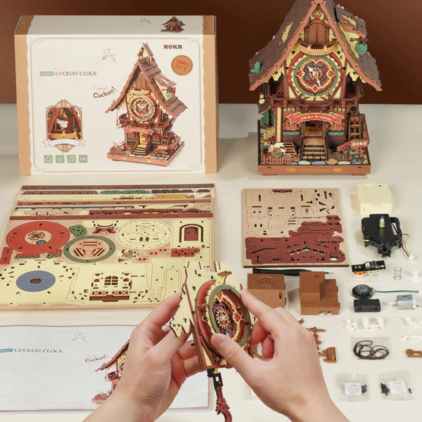 Wonderland Fairytale DIY Wooden Cuckoo Clock Kit – Storybook Timekeeper, 435 pieces by Robotime