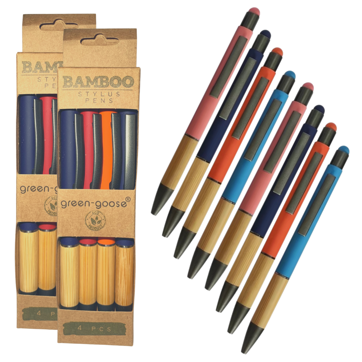 Bamboe Stylus/Schrijf Pen | Random Kleuren | 8 Stuks