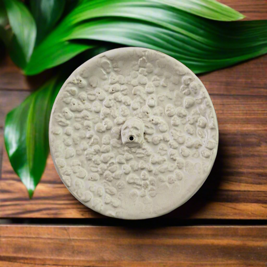 Skull Swarm Incense Holder – Ritual Ceramic Plate for Stick Incense, Ø12 cm