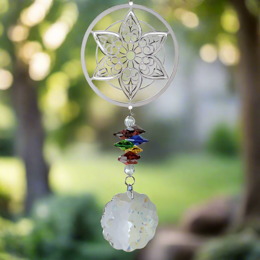 Mandala Wind Spinner – Kinetic Sun-Catching Garden Ornament, 40cm