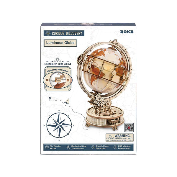 Luminous World DIY Wooden Globe Kit - Mechanical Sphere of Light, 180 pieces by Robotime