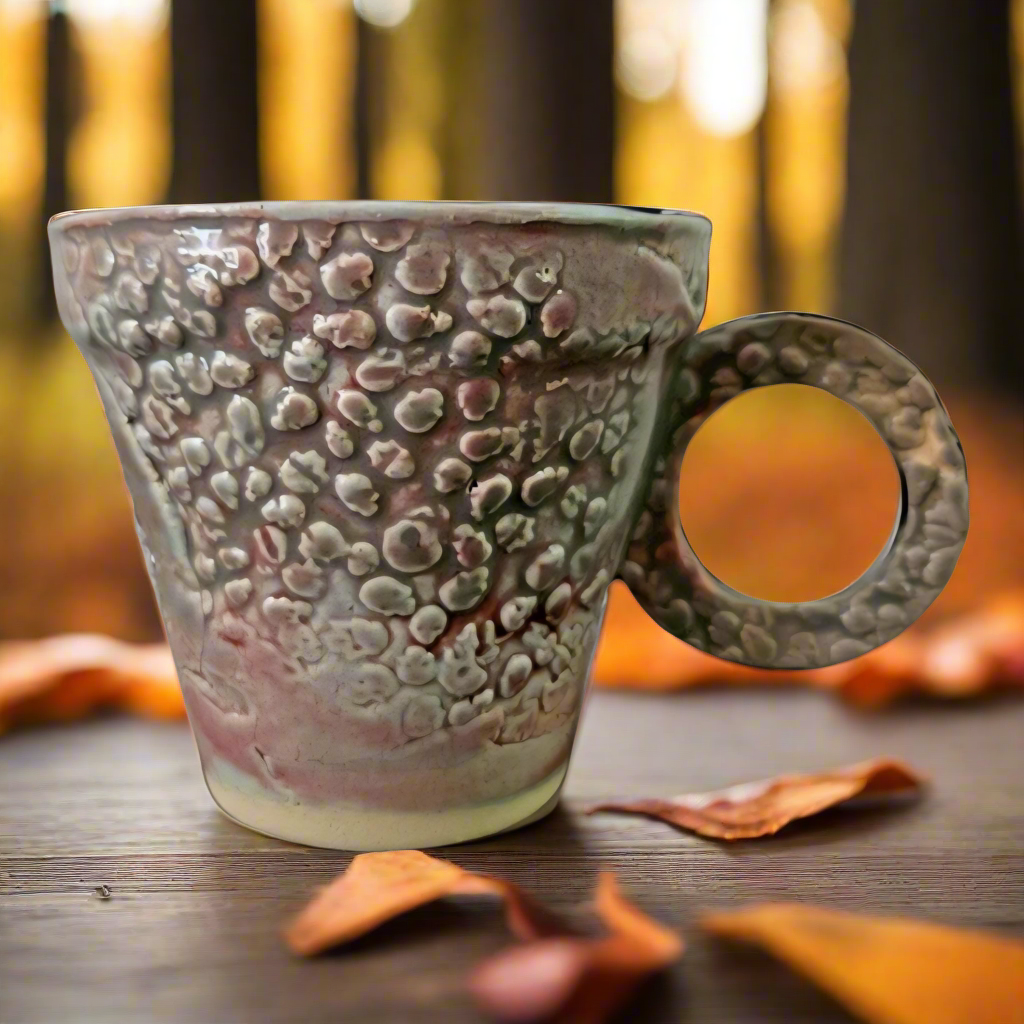 Yard of Bones Ceramic Coffee Mug – Shadows of Life Carved in Clay, Ø8×7.5 cm