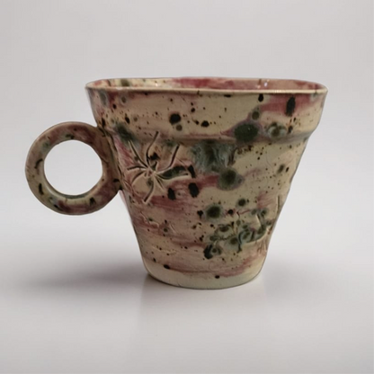 Spider Imprint Teacup – Woven Stillness in Clay, Ø10×9 cm