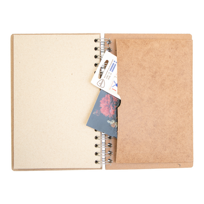 "Red Heart" houten en gerecycled papieren notitieboek - duurzaam notitie- en schetsboek, navulbaar