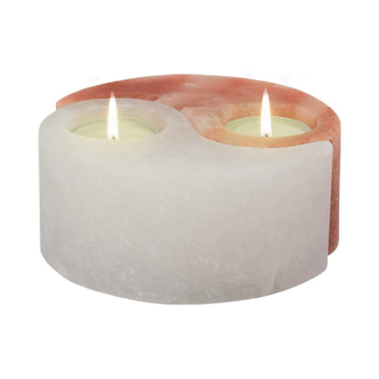 Yin-Yang Tealight Holder – Salt Crystal Candle Light for Balanced Harmony, Ø 13.5 cm