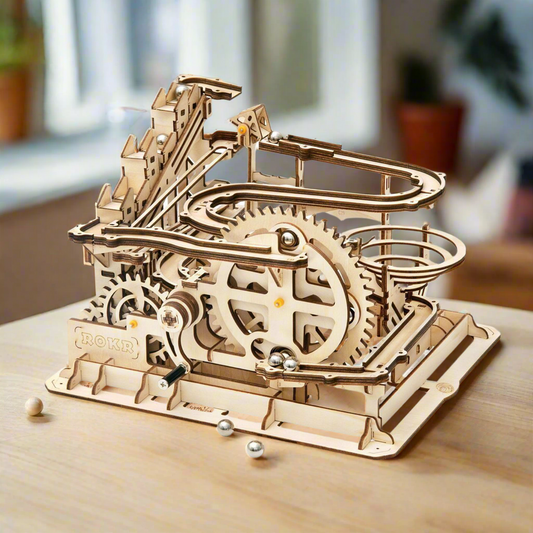 Classic Whirl DIY Wooden Marble Run Kit – Gravity's Quiet Spell, 233 Pieces by Robotime