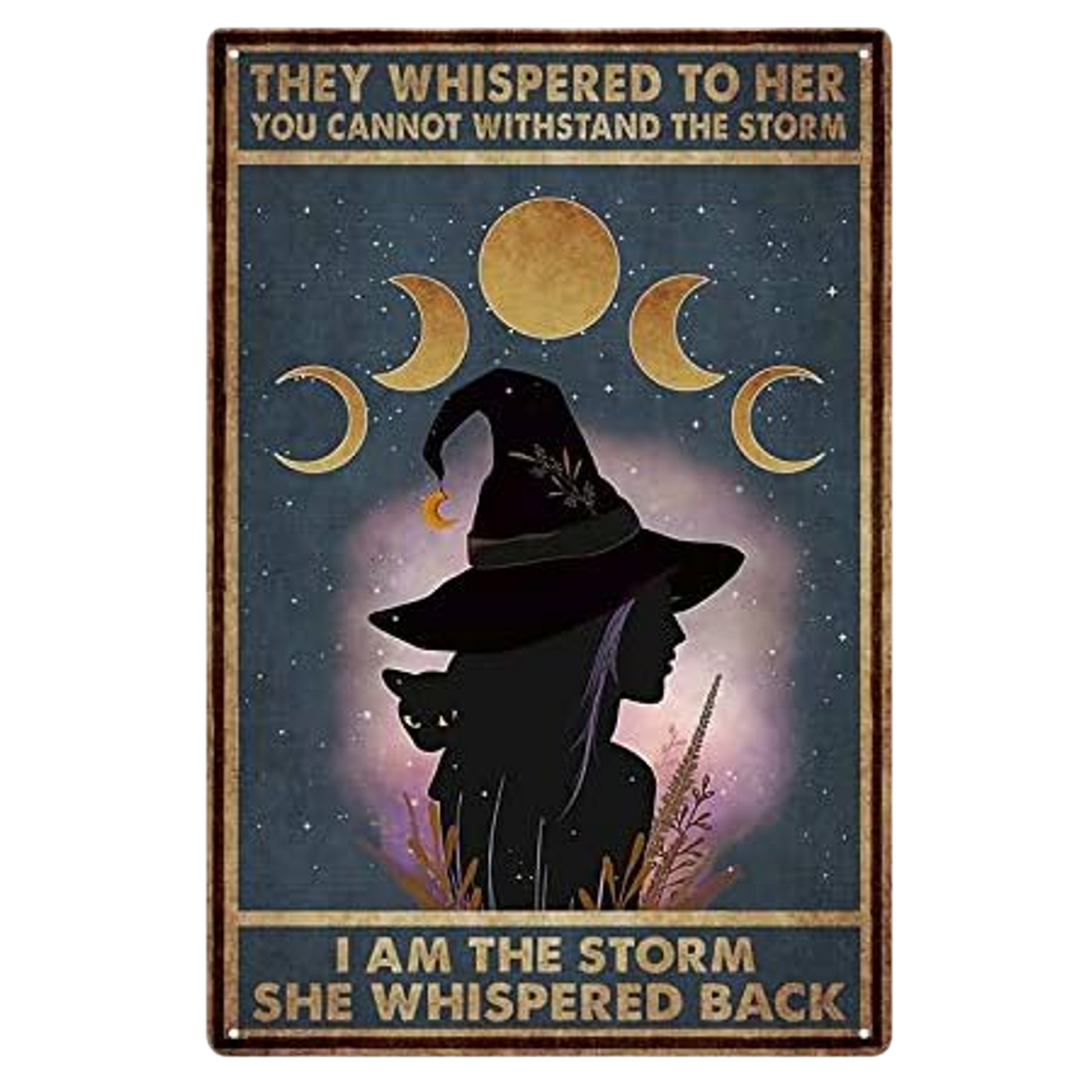 Storm Witch Metal Sign – Resilient Magic Wall Art, 20×30 cm