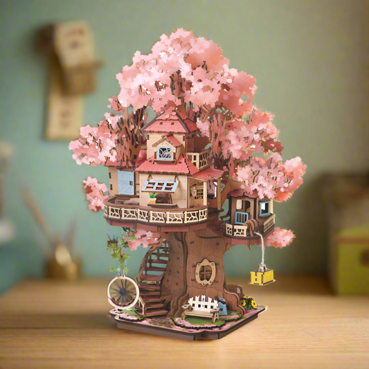 Blossom Dreams DIY Wooden Treehouse Kit – Sakura Childhood Sanctuary, 535 pieces by Robotime