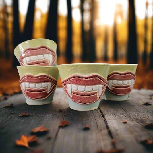 Vampire Bite Ceramic Minis – Set of 2 Shot & Succulent Jars, Ø4.5×5.5 cm