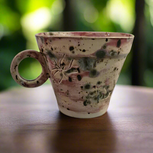 Spider Imprint Teacup – Woven Stillness in Clay, Ø10×9 cm