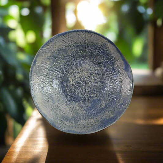 Blue Lace Bowl – Textured Calm in Ceramic, Ø22×5 cm
