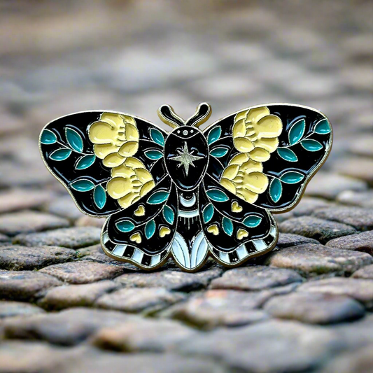 Celestial Moth Enamel Pin – Botanic Wings Metal Badge