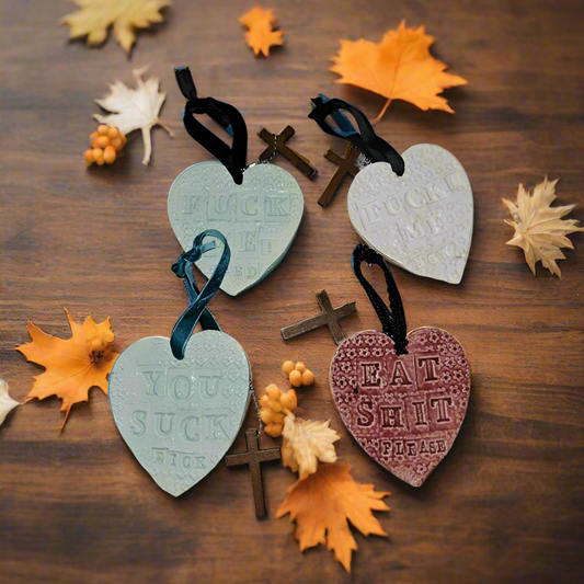 Not So Loving Heart Bag Charm – Profane Ceramic Accent, 8×7 cm