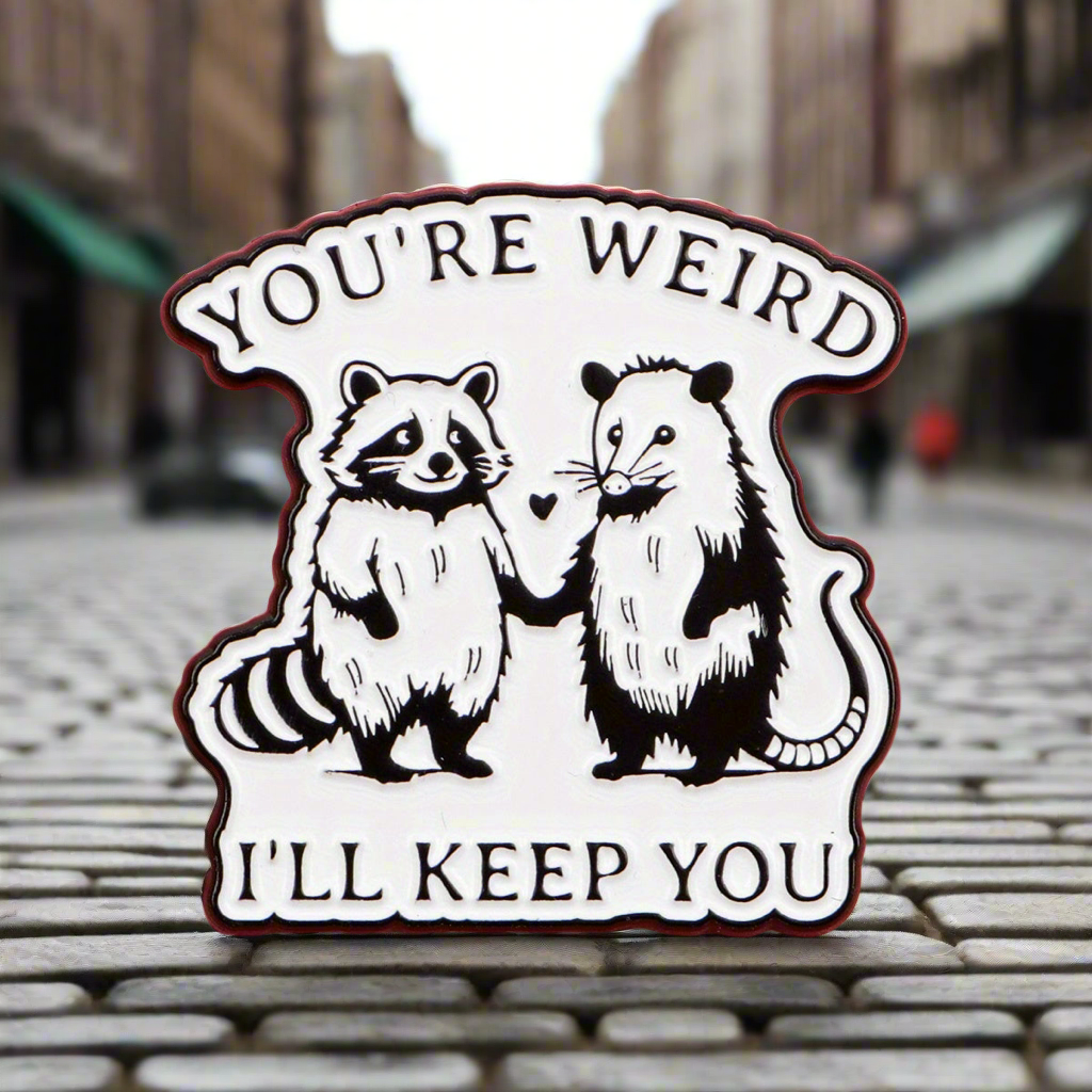 Weird Love Lapel Pin – Trash Romance Metal Badge