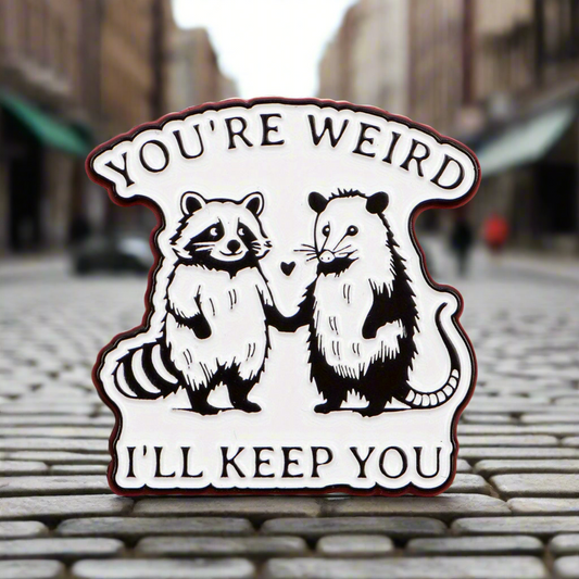 Weird Love Lapel Pin – Trash Romance Metal Badge