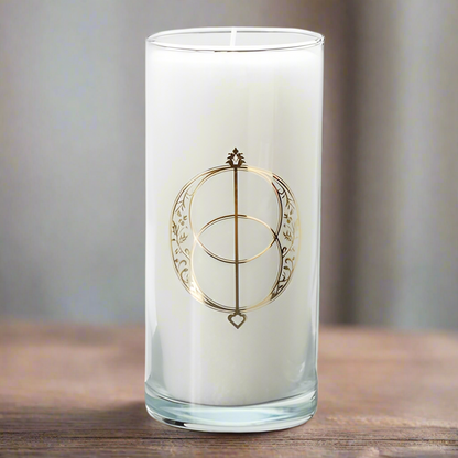Avalon Candle – Magical Glass Candle for Indoors & Outdoors, White, 14cm