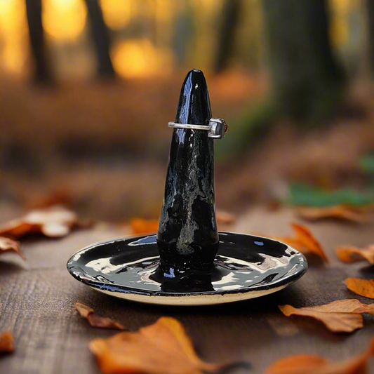 Cone Nebula Ceramic Ring Keeper – Cosmic Guardian of Adornments, Ø7×10 cm by Red Raven Pottery