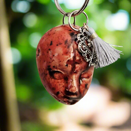 Gothic Baby Skull Keychain – Ceramic Charm with Tassel & Accent, 4×3 cm, various designs