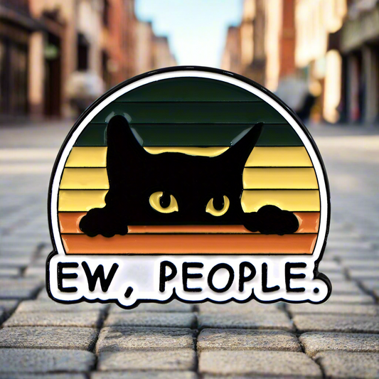 Ew People Enamel Pin – Introvert Feline Metal Badge