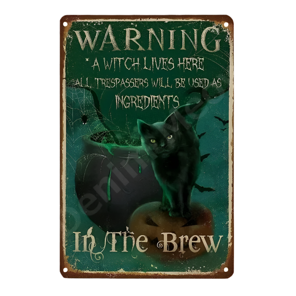 Witchery Brew Metal Sign – Trespasser Warning Wall Art, 20×30 cm