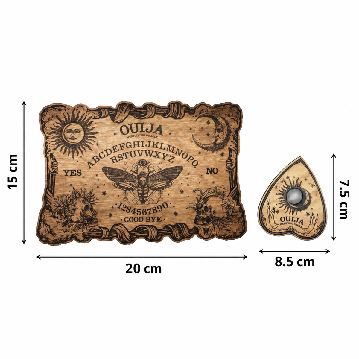Ouija Spirit Board – Gothic Ritual Tool for Divination, in 2 sizes