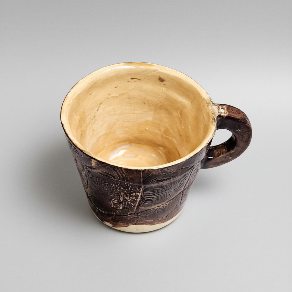 Dragonfly Imprint Ceramic Coffee Cups – Duo Of Fleeting Beauty, Ø7×6.5 cm  by Red Raven Pottery