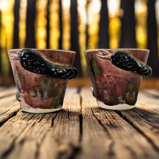 Serpent's Bite Ceramic Minis – Set of 2 Shot & Succulent Jars, Ø5×5.5 cm
