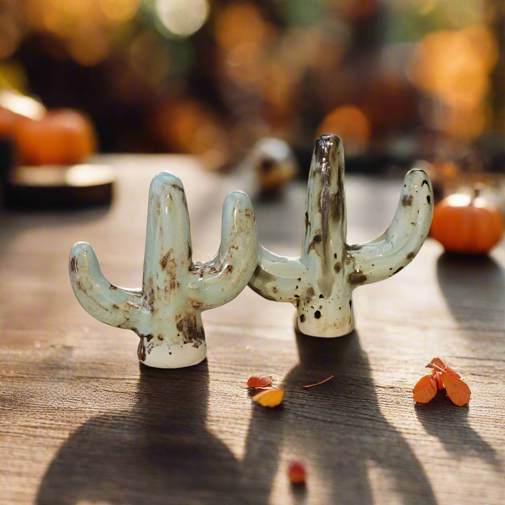 Cactus Bloom Ceramic Ring Keepers – Symbols of Quiet Grace, 6×6 cm by Red Raven Pottery