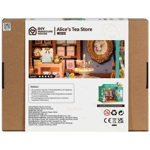 Alice’s Tea Store DIY Wooden Miniature Kit – Wonderland Tea Shop, 148 Pieces by Robotime