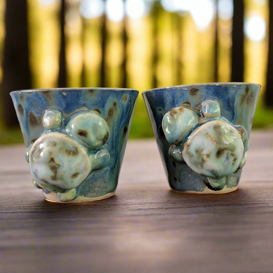 Turtle’s Drift Ceramic Minis – Set of 2 Shot & Succulent Jars, Ø5×5.5 cm
