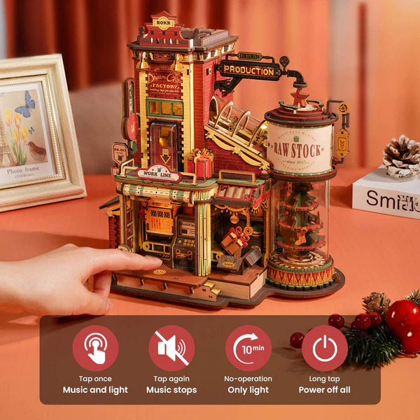 Dream Gift Factory DIY Wooden Miniature Kit – Santa's Magic Workshop, 449 Pieces