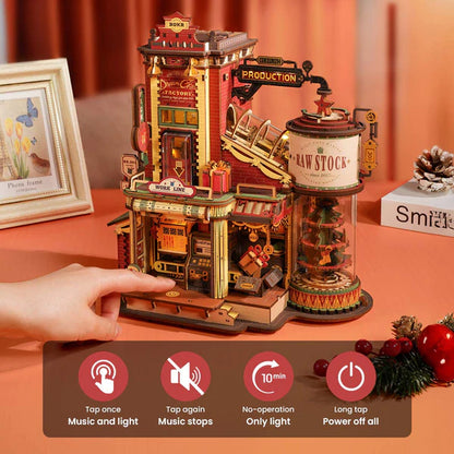 Dream Gift Factory DIY Wooden Miniature Kit – Santa's Magic Workshop, 449 Pieces