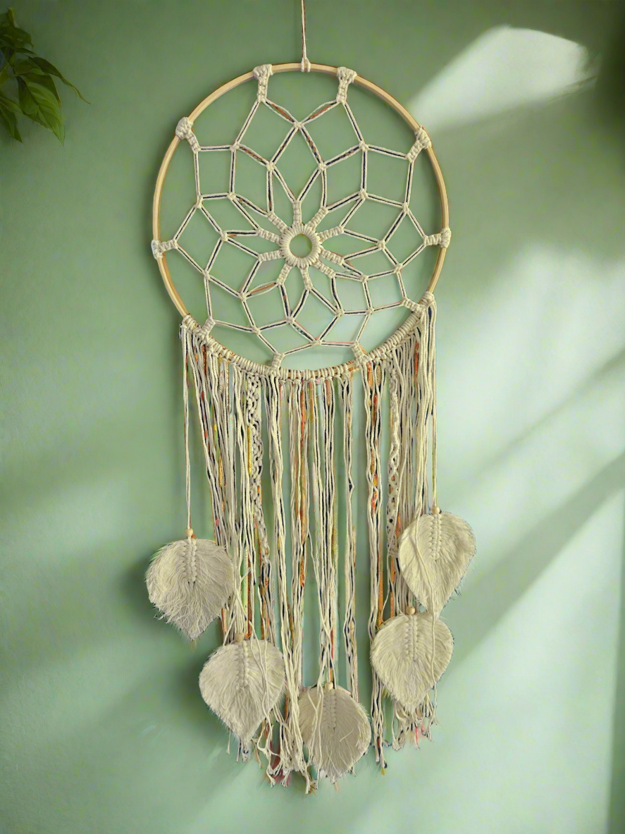 Elysian Quiet Grace Dreamcatcher – Boho Talisman for Peace & Simplicity, 80 cm, curated by World of Red Raven