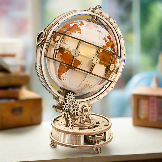 Luminous World DIY Wooden Globe Kit - Mechanical Sphere of Light, 180 pieces by Robotime
