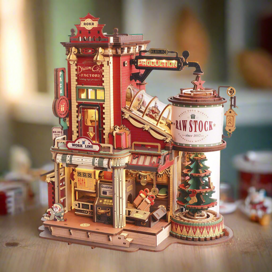 Dream Gift Factory DIY Wooden Miniature Kit – Santa's Magic Workshop, 449 Pieces