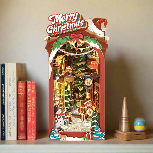 Christmas Street DIY Wooden Book Nook Kit – Wonderful Holiday Alley, 289 Pieces by Robotime