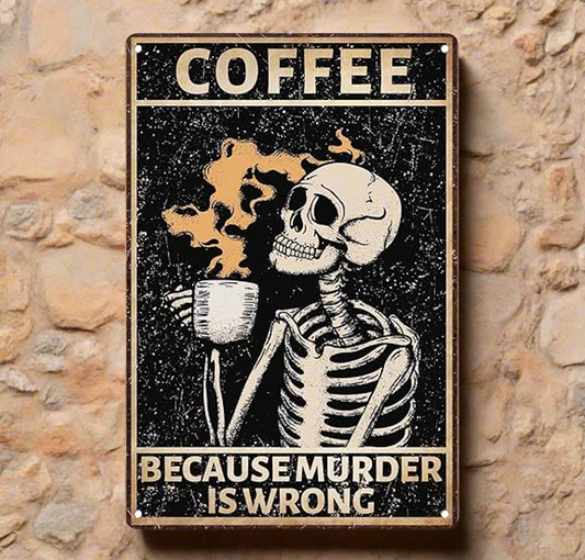 Coffee Addict Wooden Wall Sign – Dark Humor Brew Wall Art, 15×20 cm
