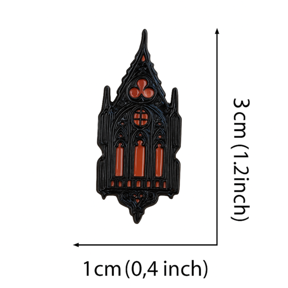Gothic Cathedral Enamel Pin – Sacred Structure Metal Badge
