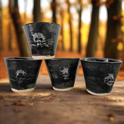 Volcanic Skull Mini Jars – Set of 2 Dark Ritual Vessels for Shots & Succulents, Ø4.5×5.5 cm