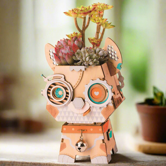 Woodland Guardian DIY Planter – Charming Puppy Succulent Pot, 58 Pieces by Robotime
