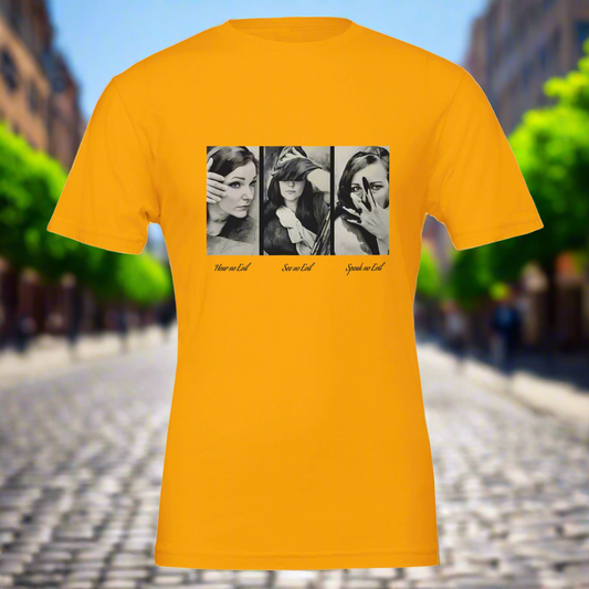 Hear, See & Speak No Evil Premium Tee – Fair-Made, Soft & Playful, in 3 kleuren / alle maten