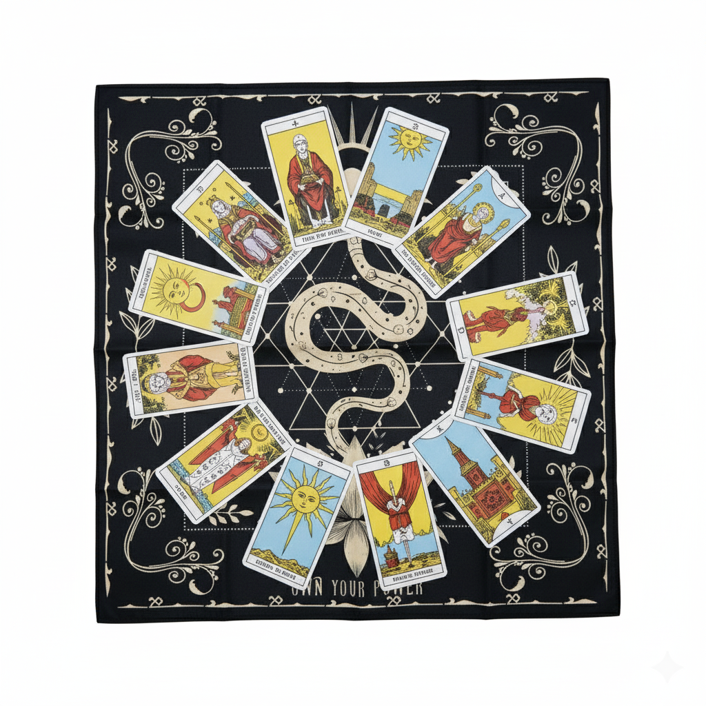 Serpent Altar Cloth – Symbolic Renewal for Rituals, 49×49 cm