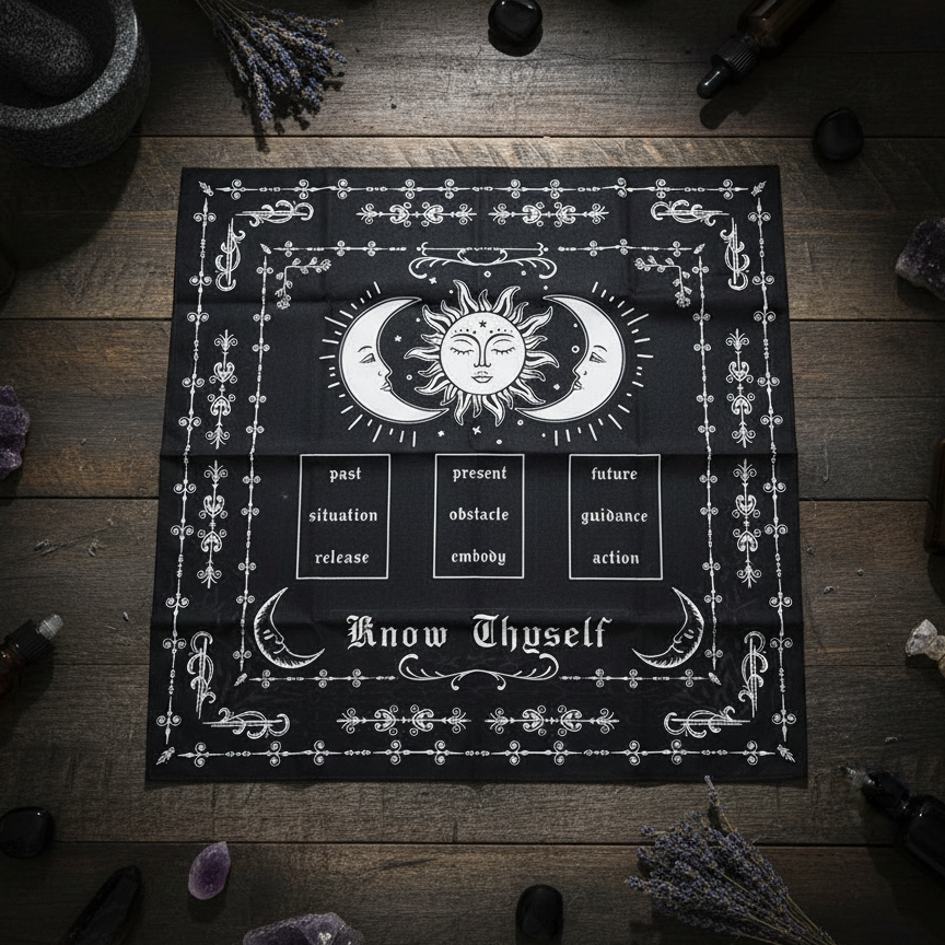 Know Thyself Altar Cloth – Reflection and Insight for Rituals, 49×49 cm