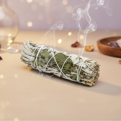 White Sage & Rosemary Smudge Stick – Smoke of Focus & Clarity, 10 cm