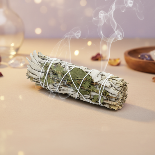 White Sage & Rosemary Smudge Stick – Smoke of Focus & Clarity, 10 cm