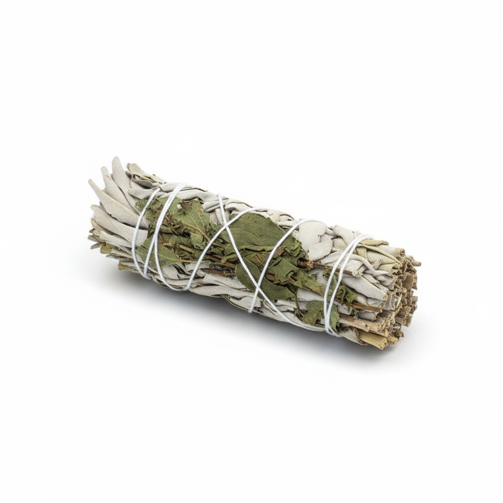 White Sage & Rosemary Smudge Stick – Smoke of Focus & Clarity, 10 cm