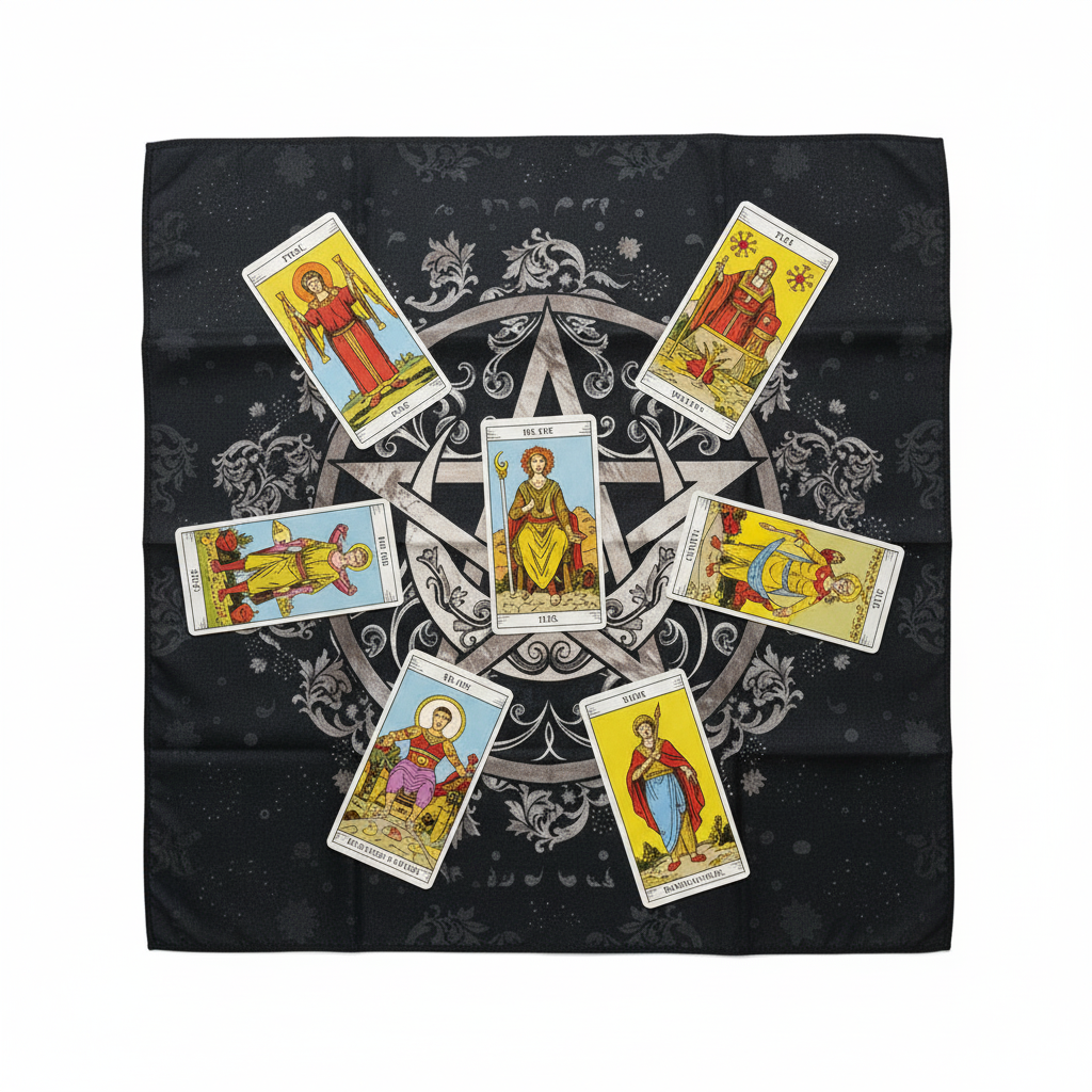 Pentacle Altar Cloth – Elemental Balance for Rituals, 49×49 cm
