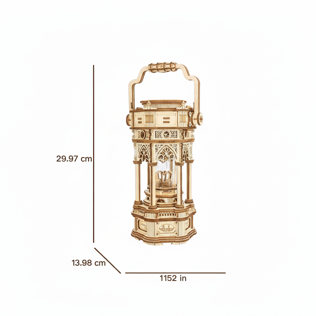Victorian Lantern DIY Wooden Music Box Kit – Retro Ilumination,210 Pieces by Robotime