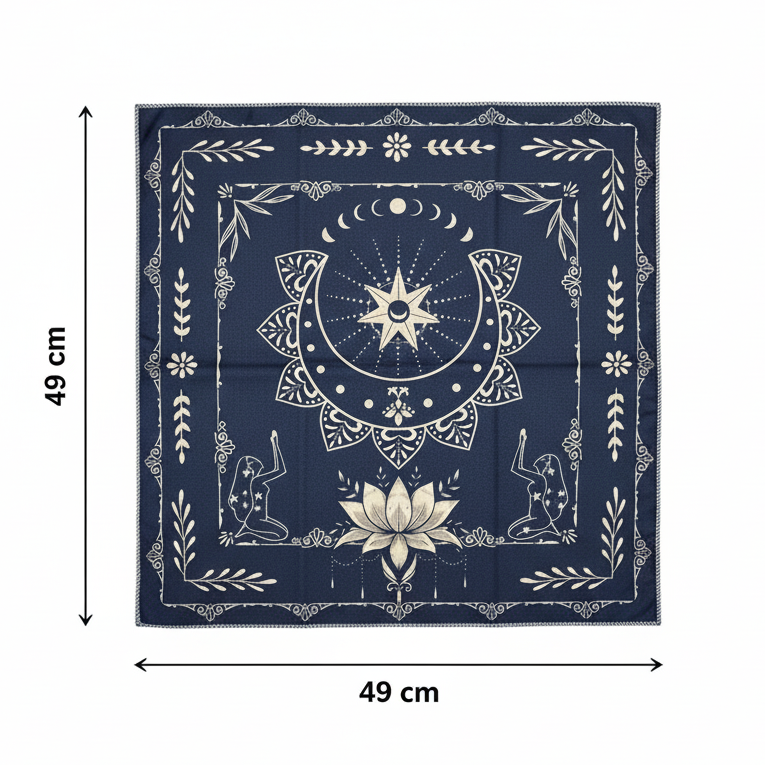 Black Lotus Altar Cloth – Celestial Grounding for Rituals, 49×49 cm