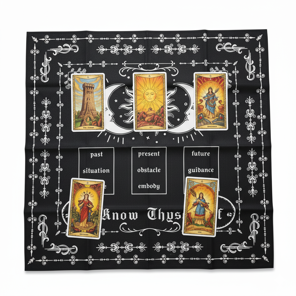 Know Thyself Altar Cloth – Reflection and Insight for Rituals, 49×49 cm